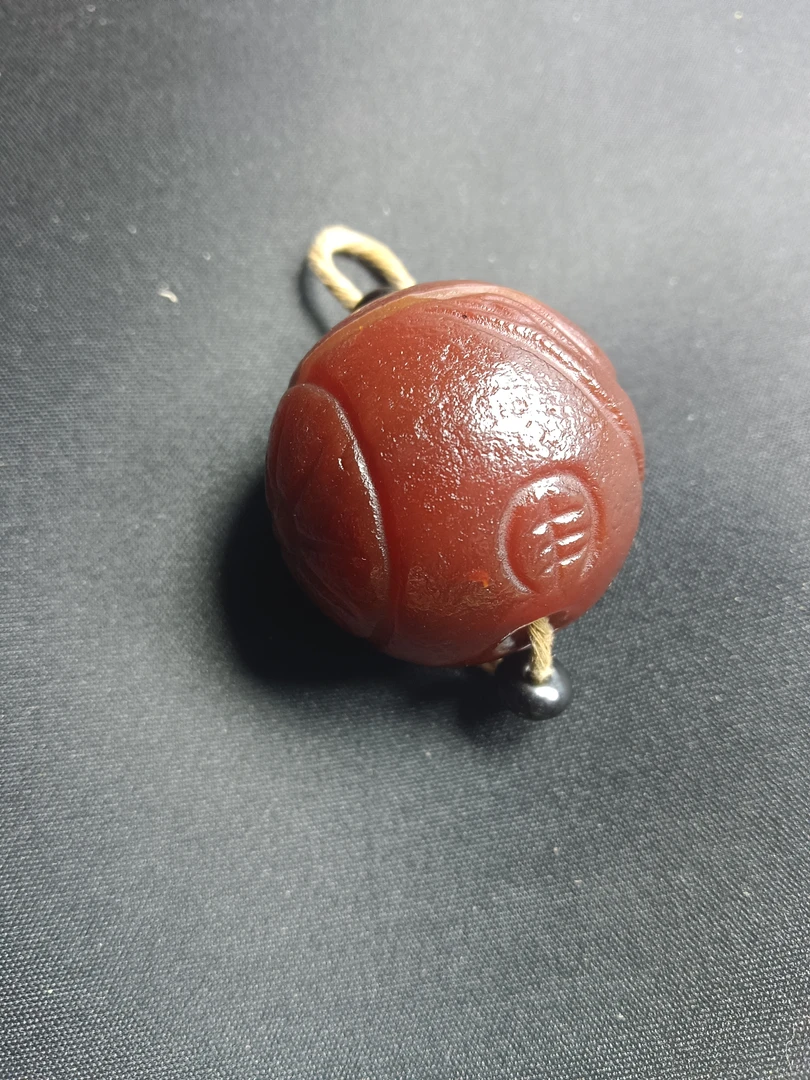 玛瑙古玩手把件单珠