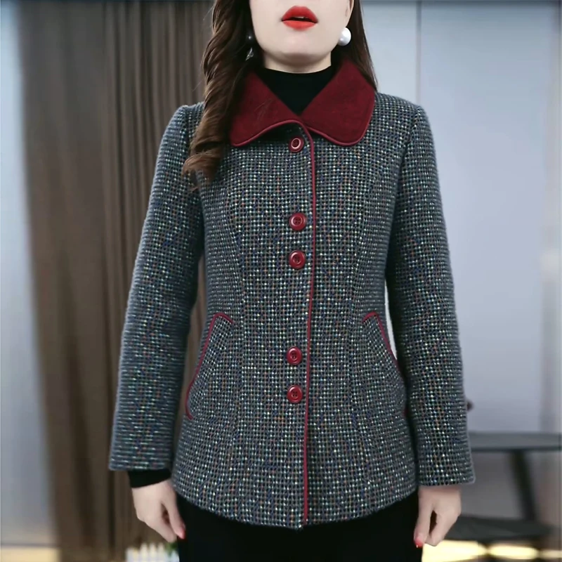 轻奢小香风休闲修身加厚毛呢外套2025年秋冬季新款气质高级感棉服