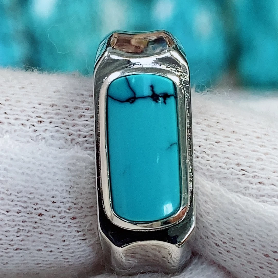 绿松石银S925镶嵌原矿无优化