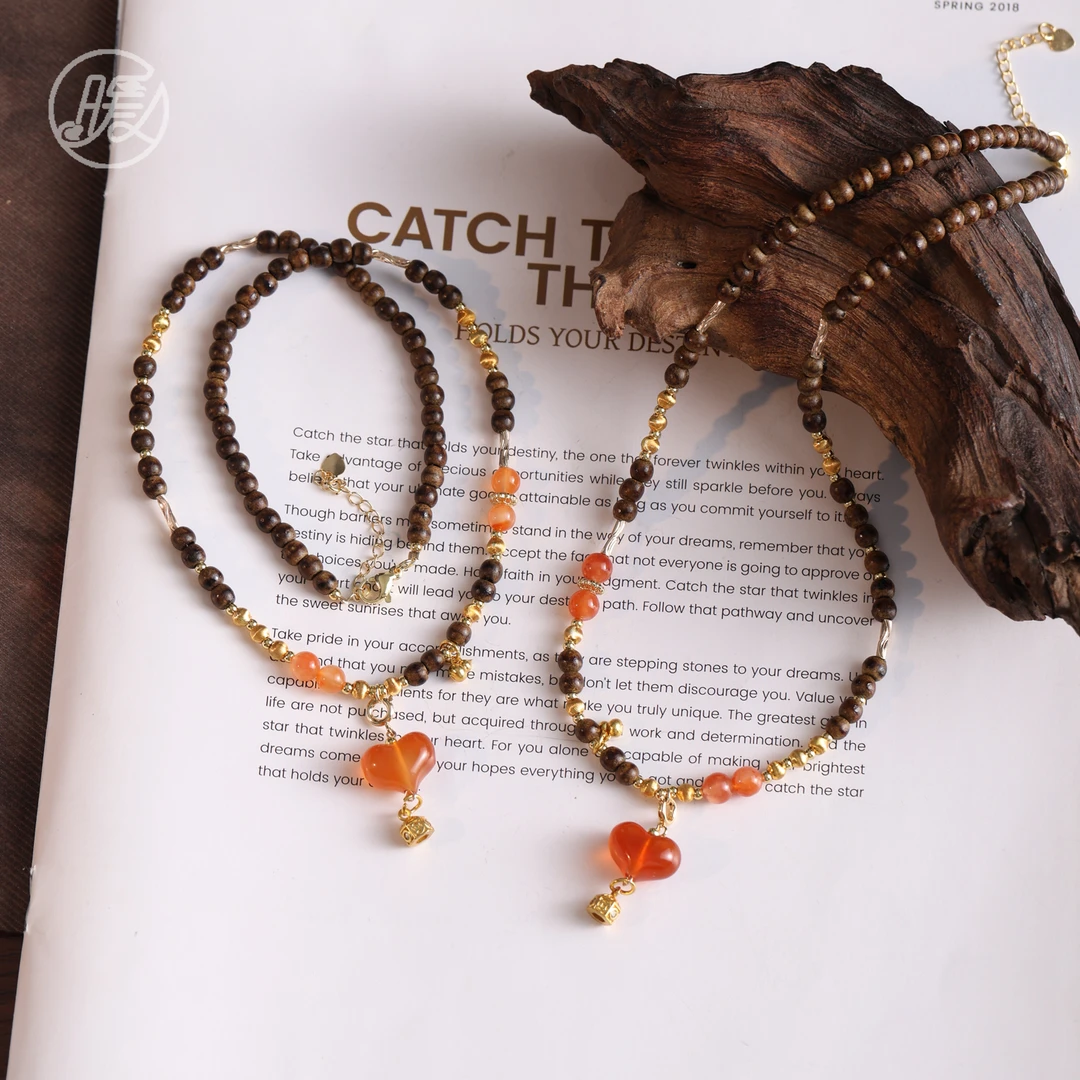 Nuanyan/暖言玛瑙心形吊坠颈饰都葫芦吊坠项链Z3272多样性发一