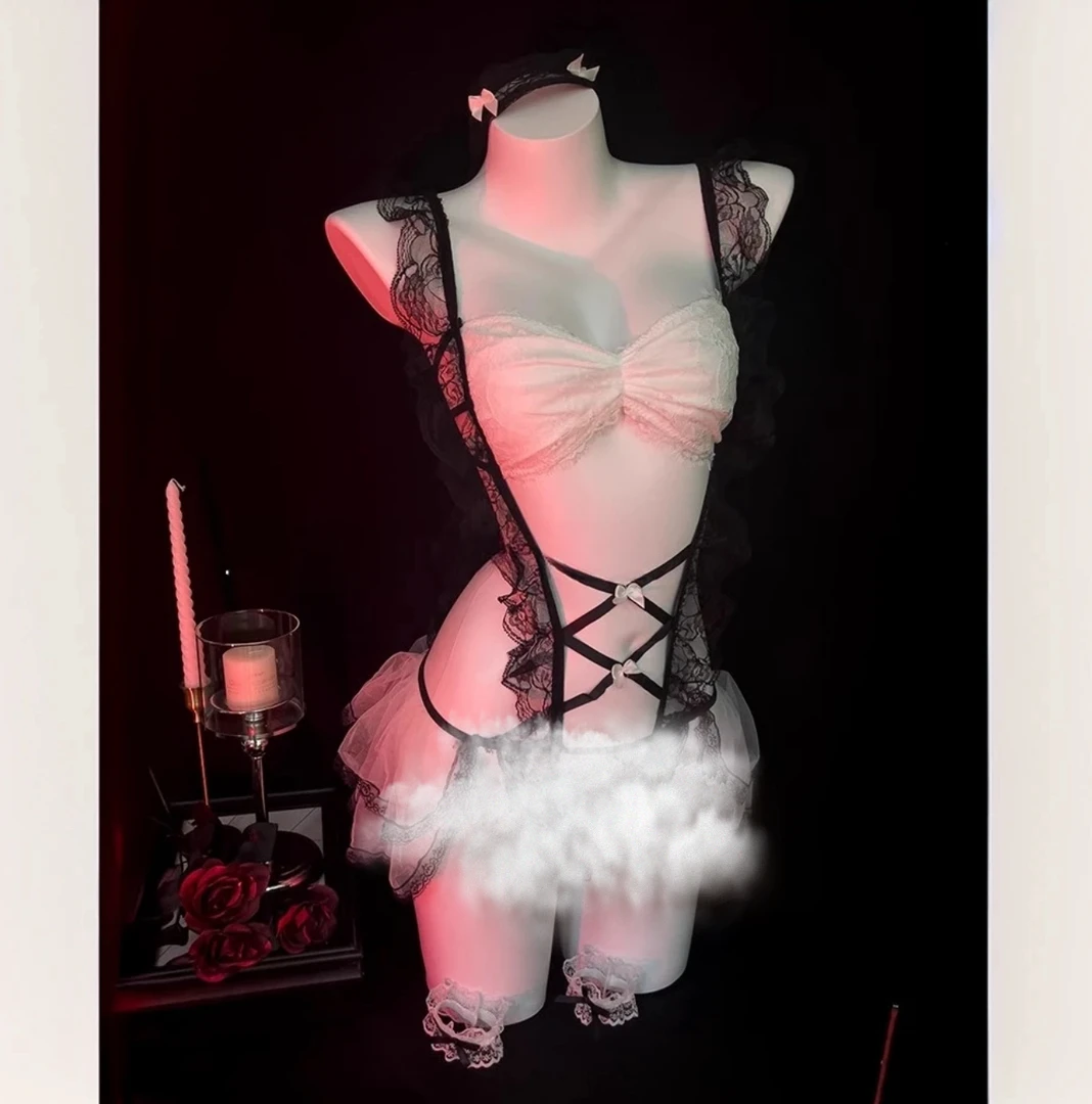 【小野奈子】纯欲仆仆可爱性感透视连衣裙蕾丝甜美睡衣套装