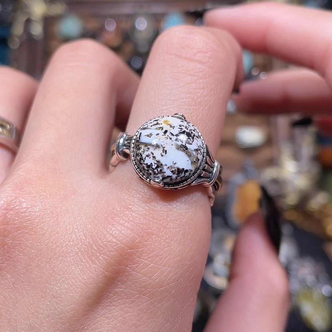 琥珀银S925镶嵌戒指