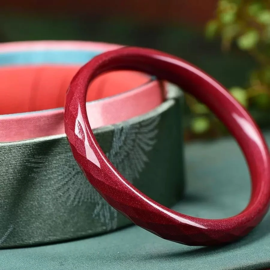 含辰砂工艺品朱砂多面手镯高含量紫金砂切面镯