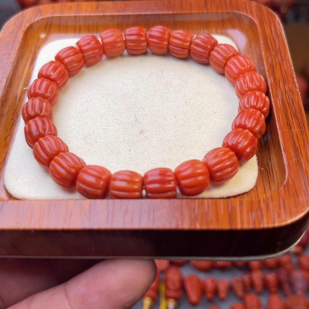 南红玛瑙瓦西精工南瓜珠手串卡9➕未镶嵌