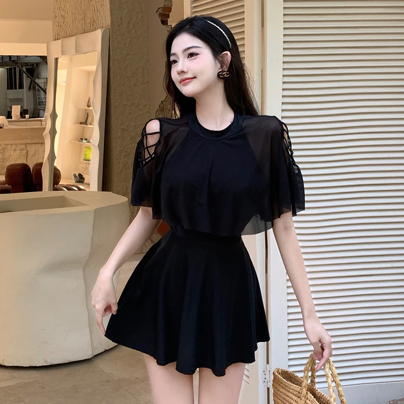 14090X女士泳衣保守遮肉显瘦游泳泡温泉连体泳装女性感泳衣