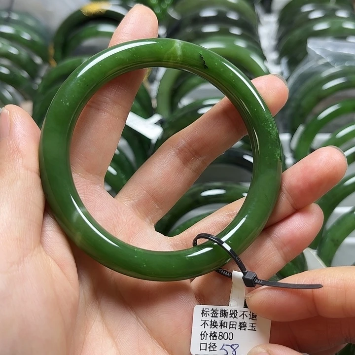 和田玉（碧玉）未镶嵌手镯圆条58