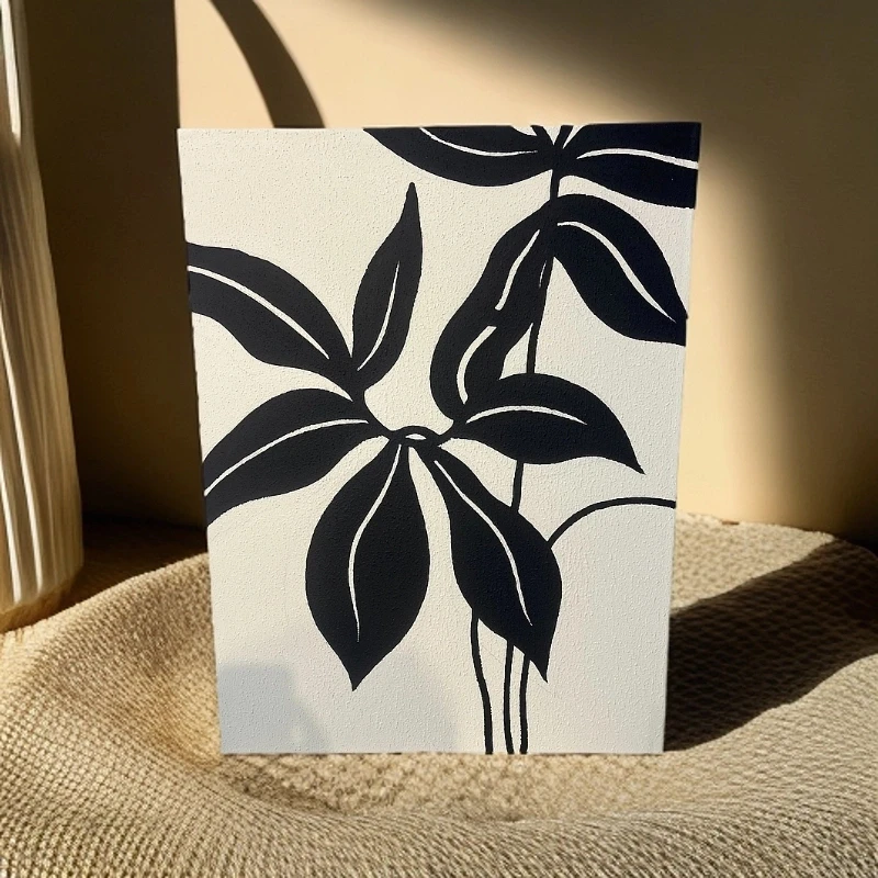 资深美院画师绘制《叶子》简约时尚沙发背景餐厅装饰画