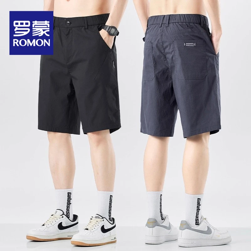 罗蒙冰丝短裤男士夏季薄款2025新款宽松速干休闲百搭中裤男五分裤