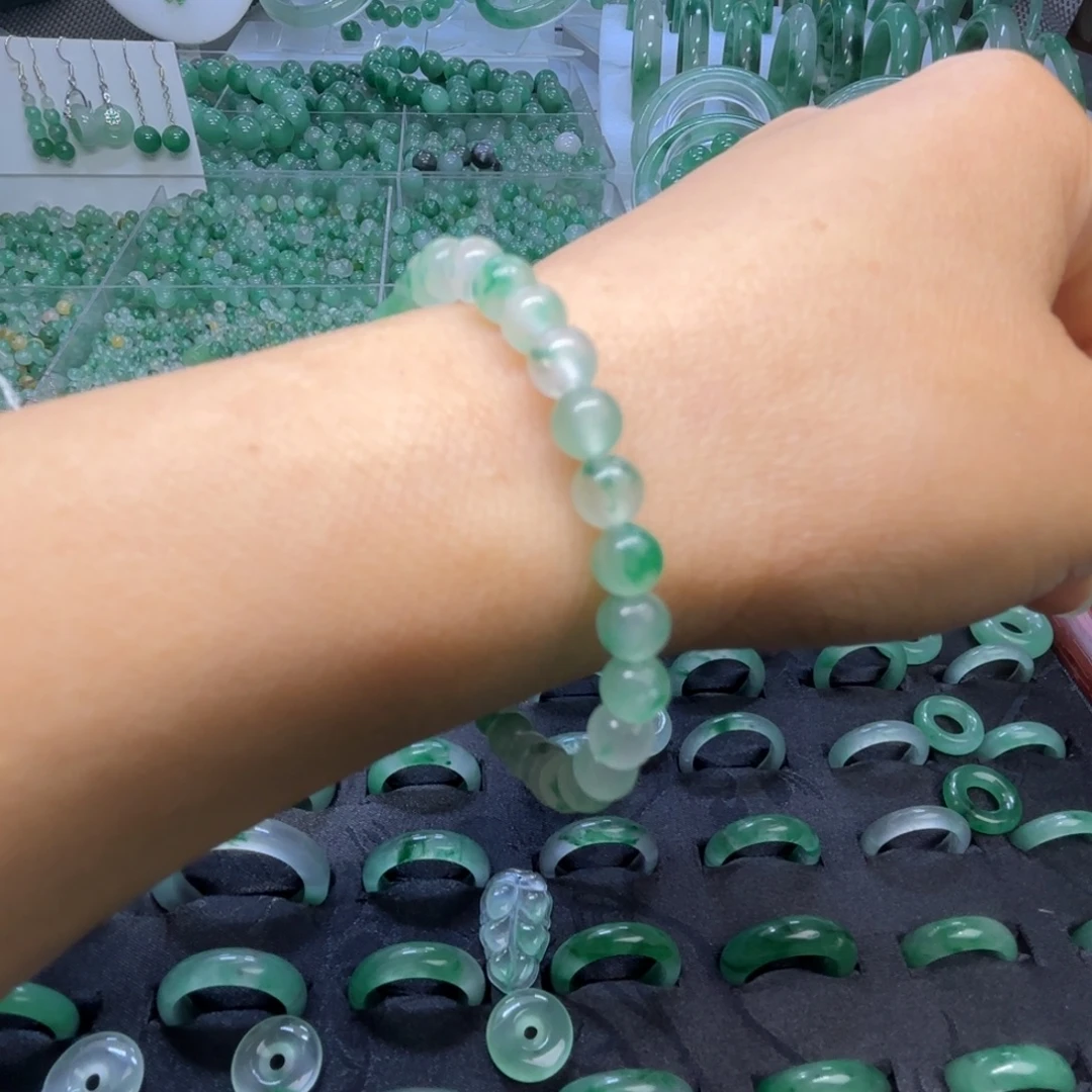 石英质玉（非洲翠）未镶嵌戒指  珠子  手镯冰飘花手串