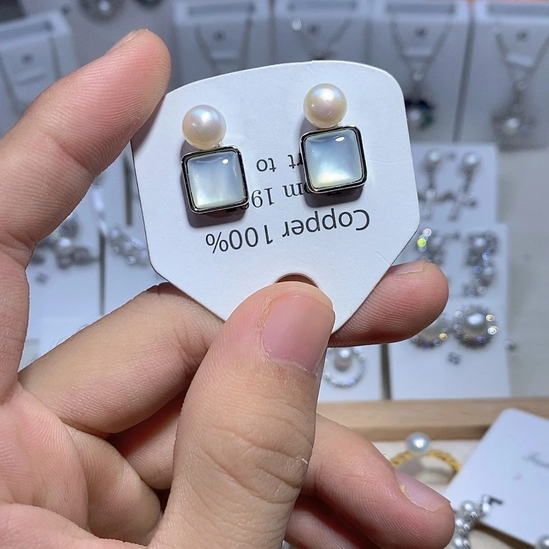 淡水珍珠耳坠银S925镶嵌