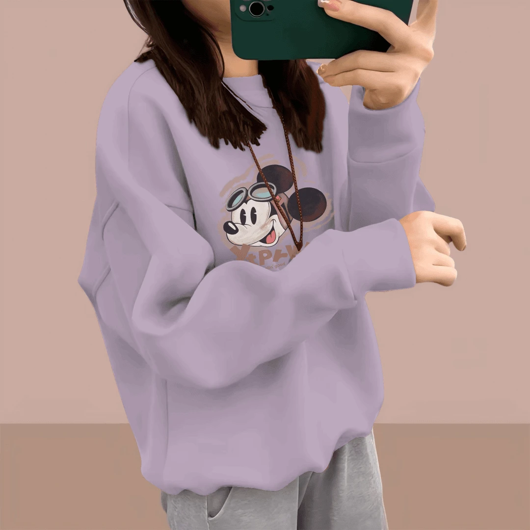 圆领卫衣女秋冬大码胖mm外套洋气减龄宽松休闲加绒加厚小个子上衣