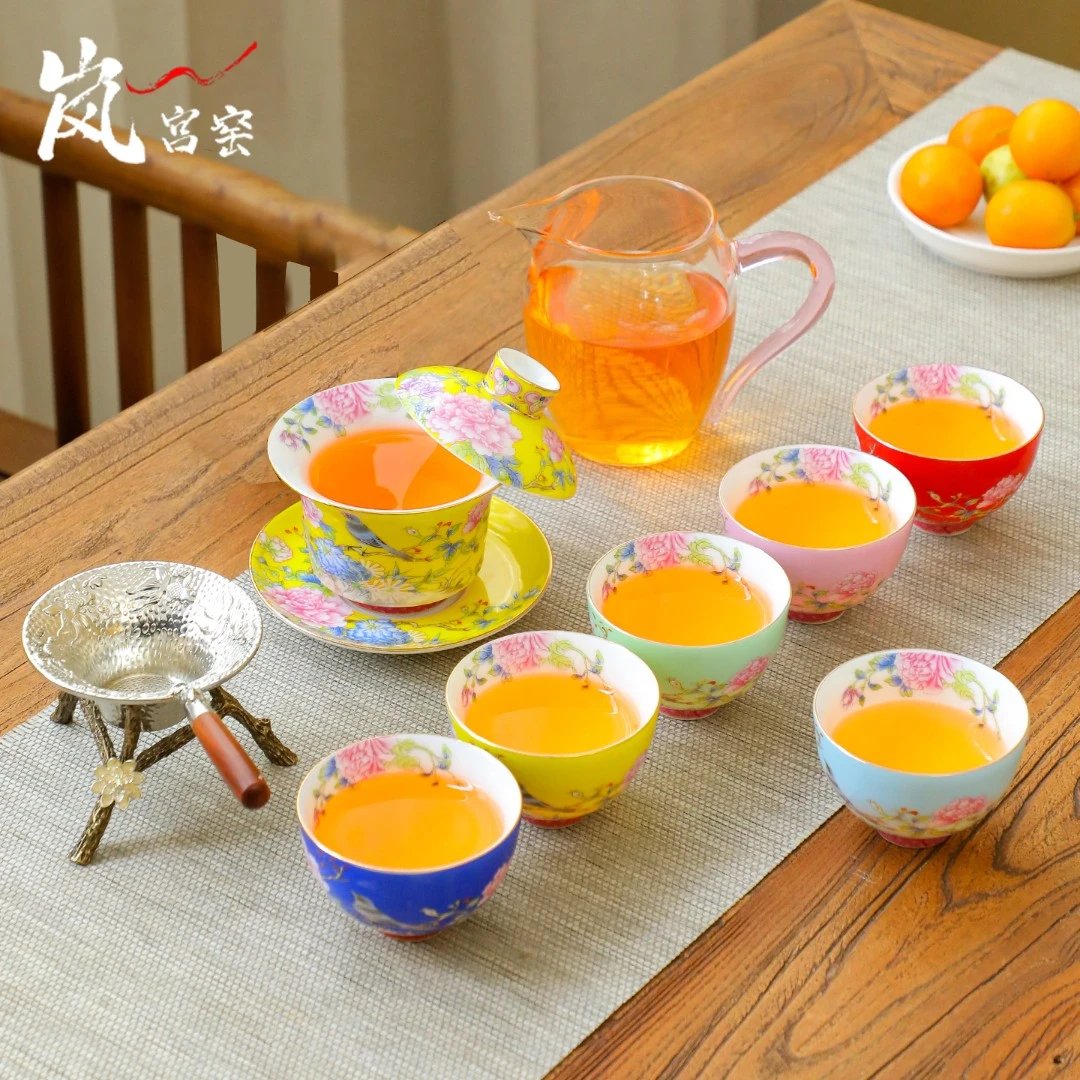 高端轻奢功夫茶具套装家用泡茶女士精致盖碗茶杯陶瓷一整套礼盒装