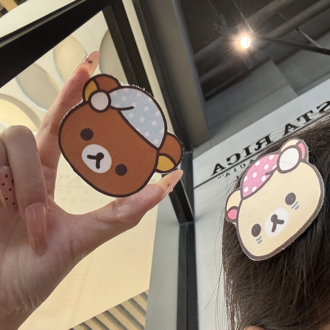 古早可爱卡通帽子轻松熊魔术贴少女前额侧边发贴整理神器无痕发饰