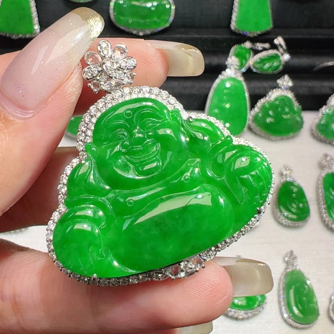 翡翠18K金镶嵌吊坠(不含链)