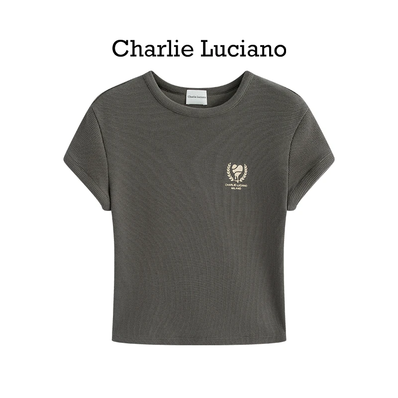 Charlie Luciano网球标识短T2025春夏新款休闲百搭圆领宽松上衣
