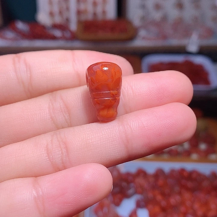 南红玛瑙足银镶嵌南红三通