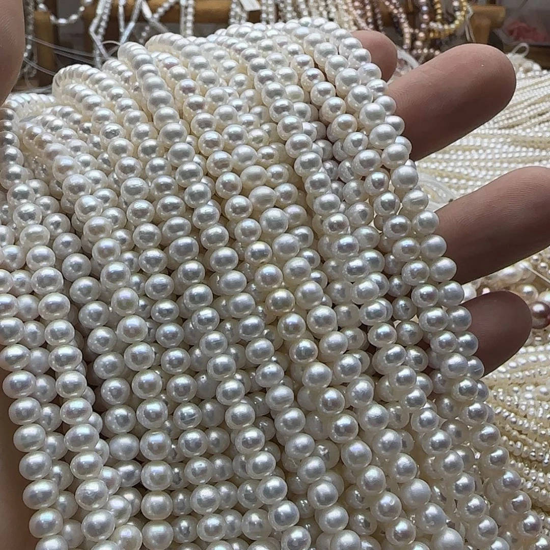 美***形半成品淡水珍珠未镶嵌卡5近圆极光