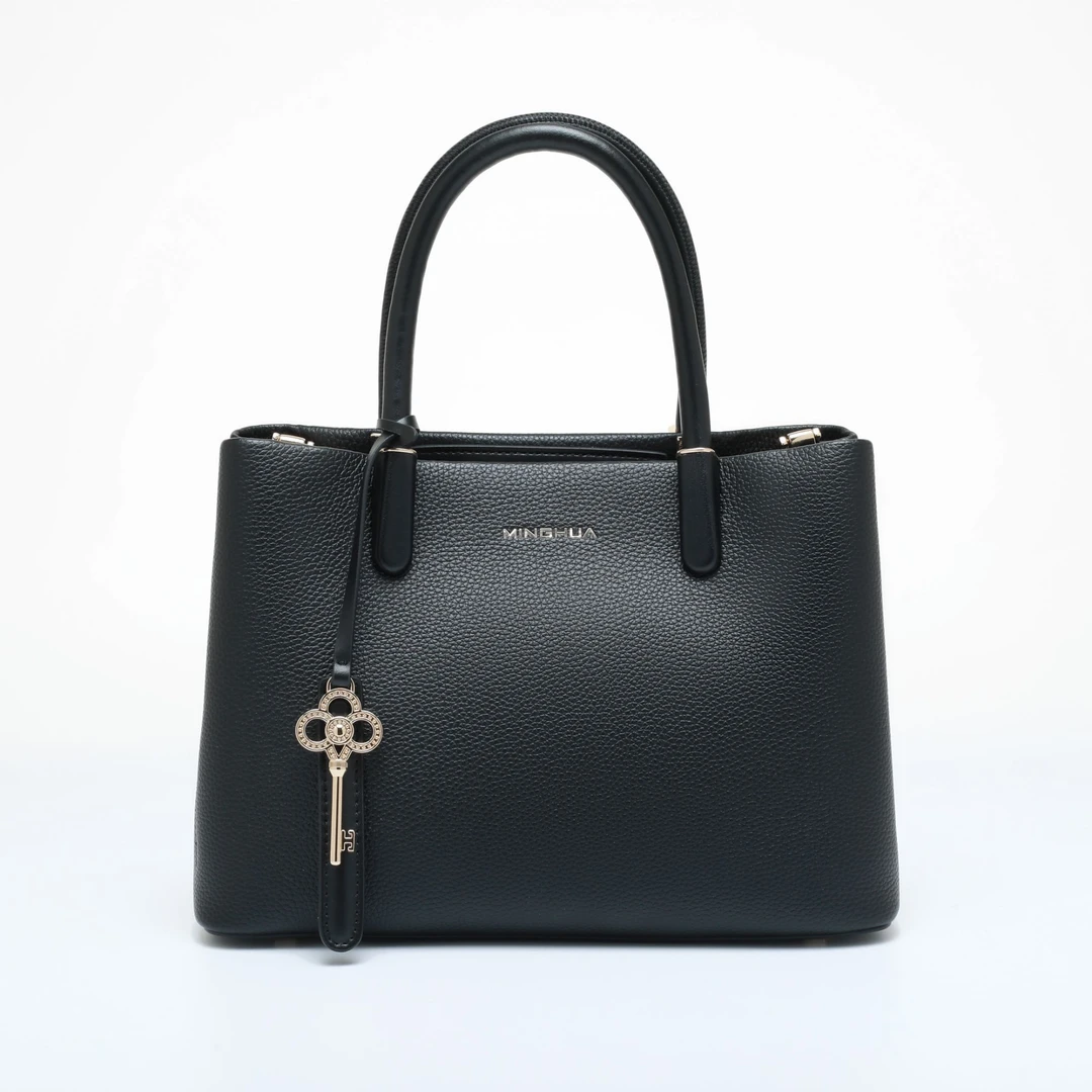 简约百搭车缝线皮带装饰手提包拉链式斜跨女士肩包托特包单根