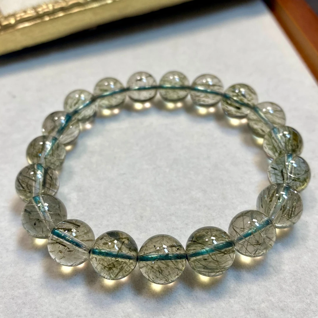 【山珊珠宝】10-11mm高品质绿发晶单圈手串（01144）