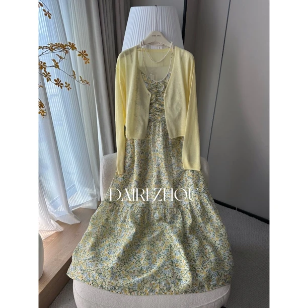 DAIRI  ZHOU▪️午后花池   飘带吊带连衣裙搭配两件套百搭时尚优雅