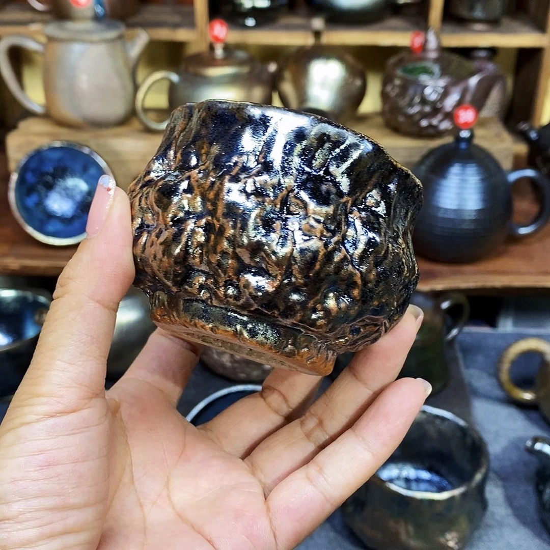 云南建水柴烧手捏主人杯