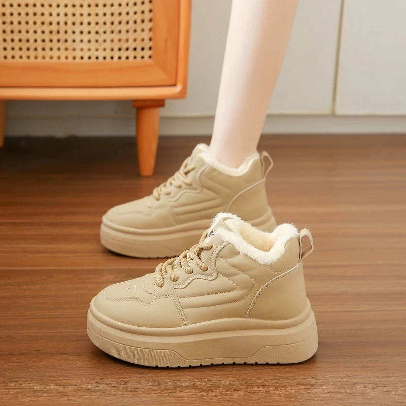 【加棉高帮板鞋】女生秋新款高帮加绒休闲板鞋JC83-1