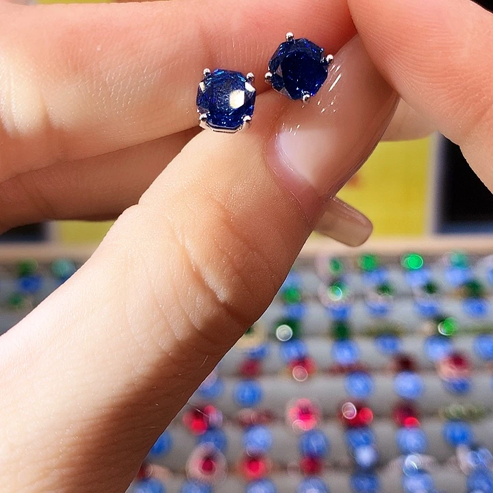 海蓝宝石耳坠银S925镶嵌