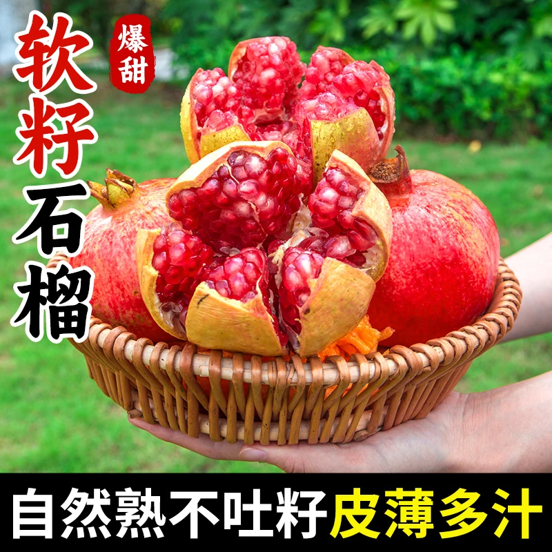 【送开口器】突尼斯软籽石榴坏果包赔无需吐籽6枚装单果200g-300g
