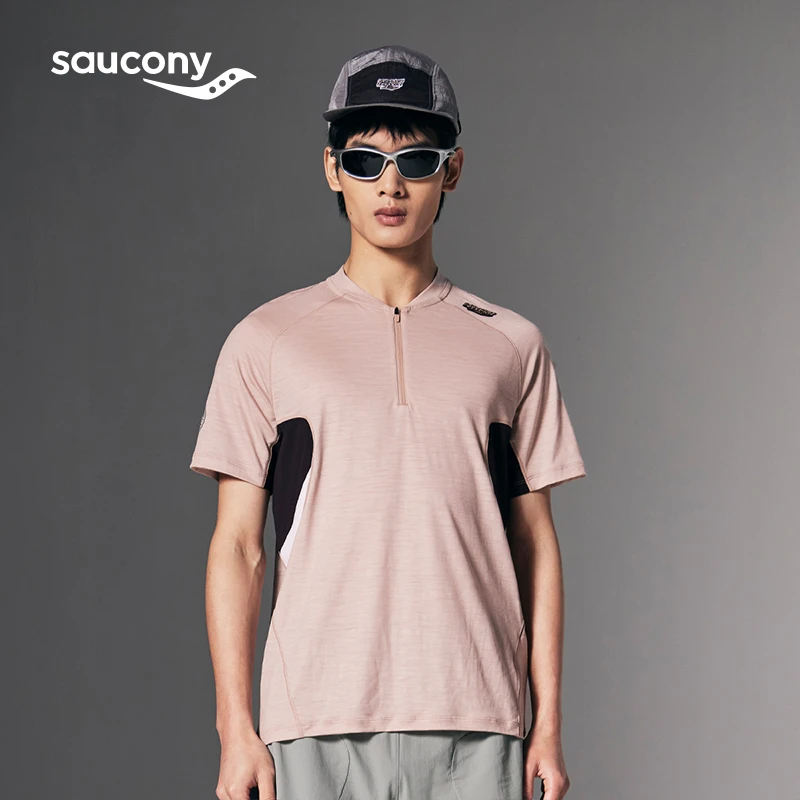 Saucony索康尼NATHAN BELL美利奴羊毛男子短袖T恤运动透气针织衫