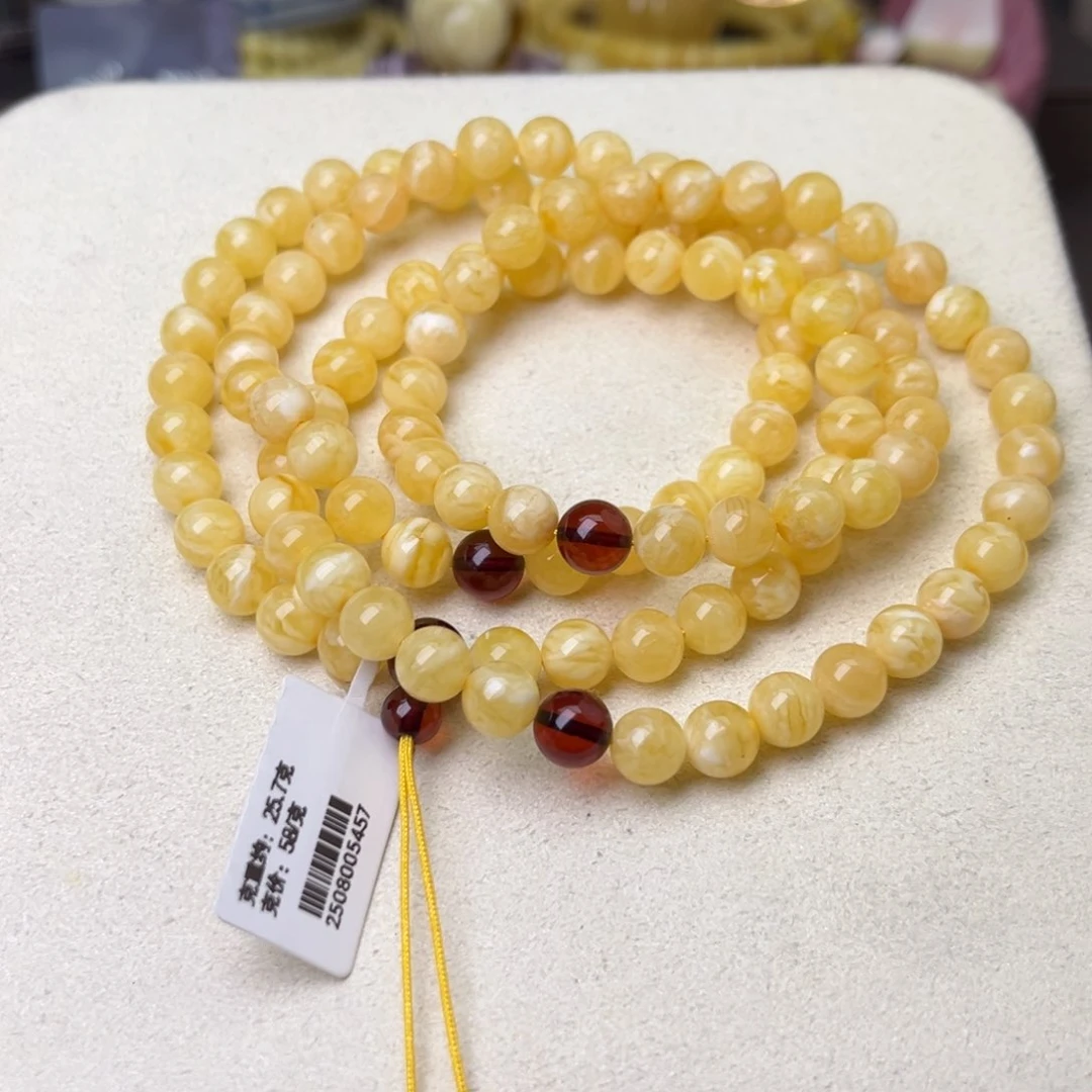 蜜蜡颈饰未镶嵌7+圆珠手串