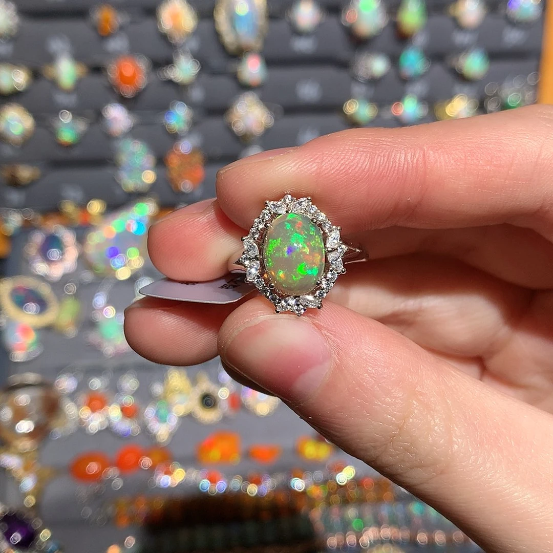 欧泊银S925镶嵌欧泊戒指f