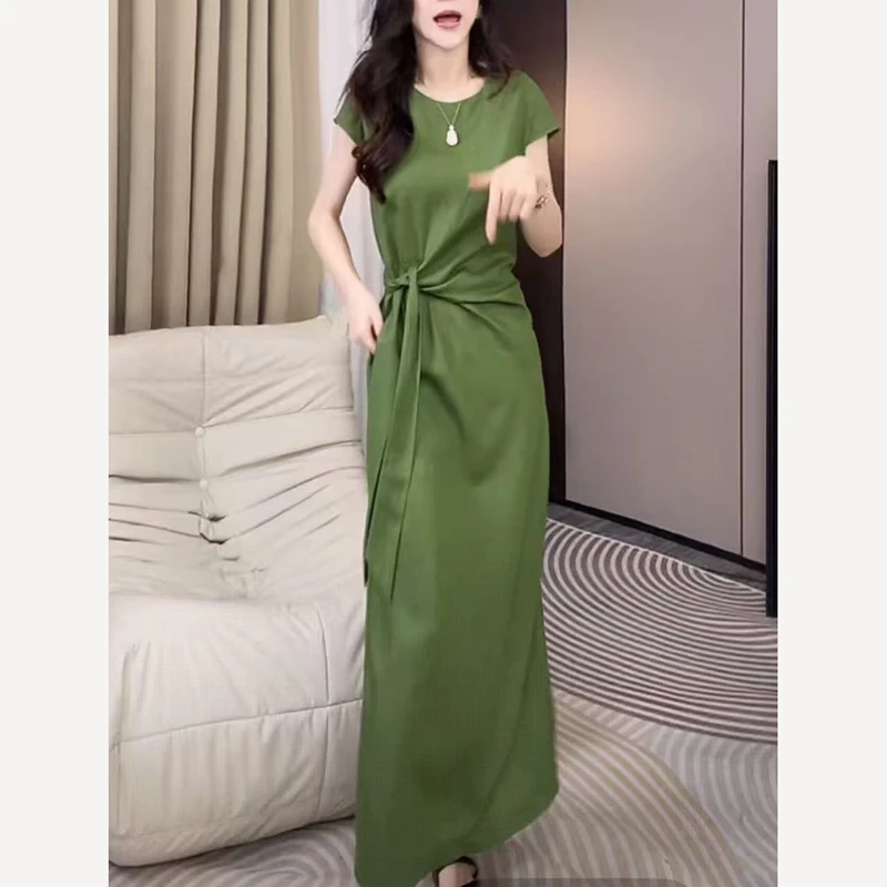 （现货）林中漫步 新款女装极简中式老钱踢馆法式优雅亚麻连衣裙