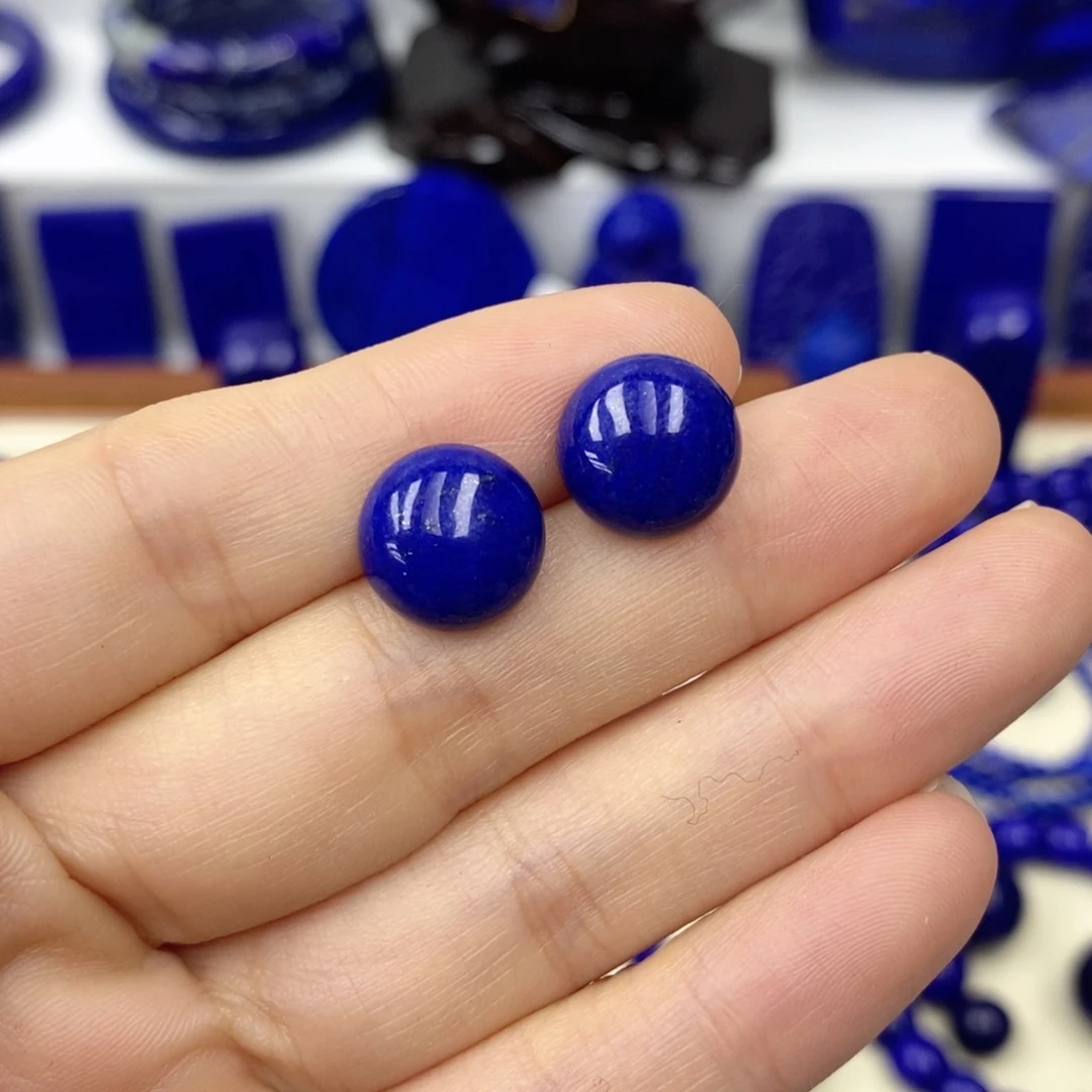 青金石耳饰银S925镶嵌