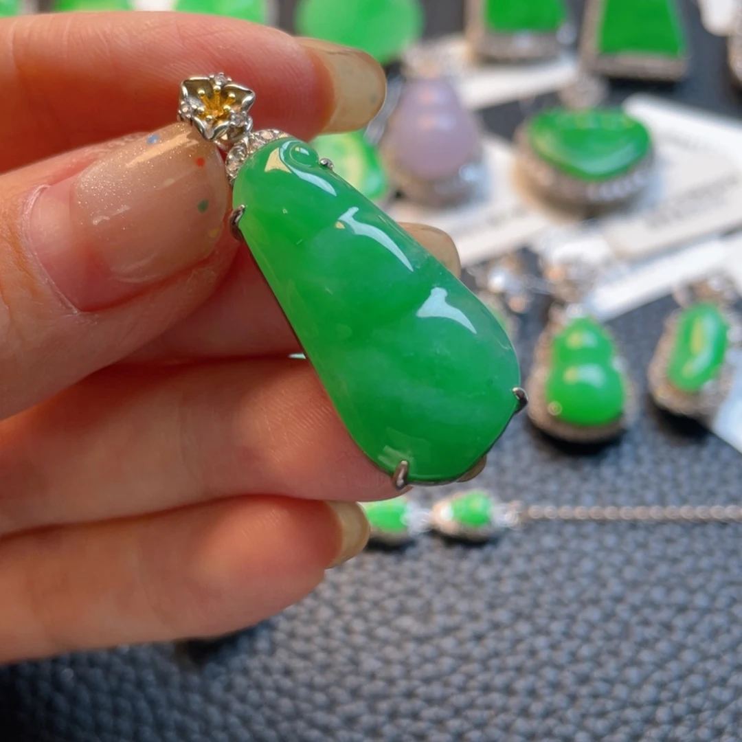 翡翠银S925镶嵌吊坠(不含链)