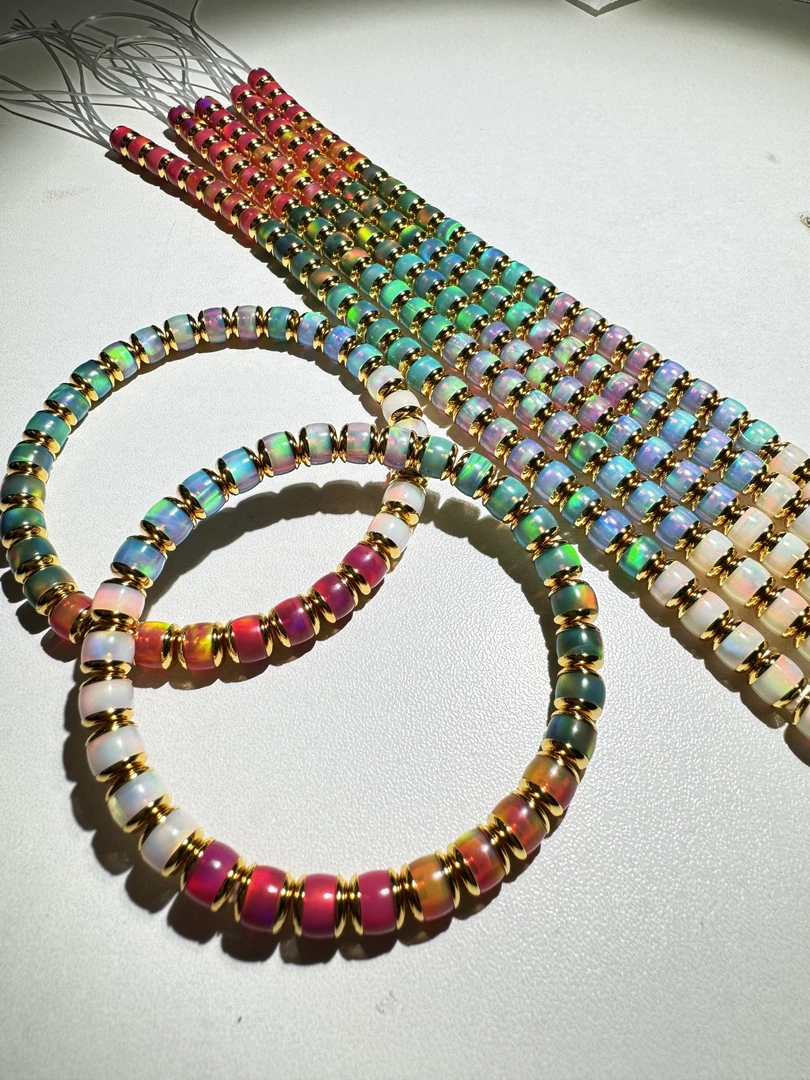 铜合金手链 培育极光料彩虹金盾手串