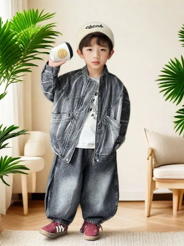 男童春秋2025牛仔套装