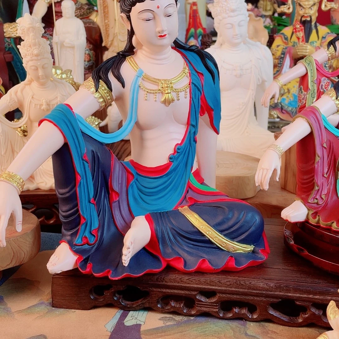 花***莲石材自在观音摆件30