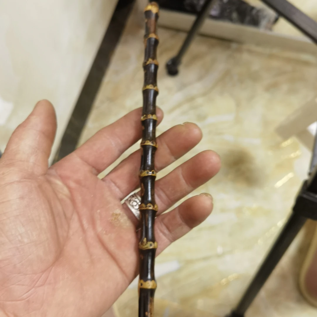 十几年老料紫竹鞭纯中国风牛角竹制发簪盘发