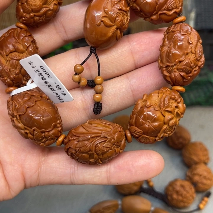 橄榄核手串/手链鱼戏荷花
