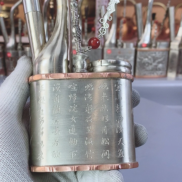 任***行铜白铜手工精刻圆壶