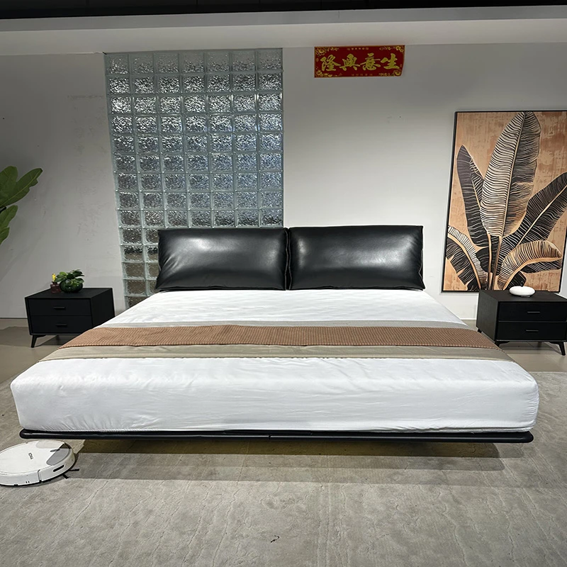 【小象钢架悬浮床】床头靠背活动拉链头层牛皮意式小家具网红实用