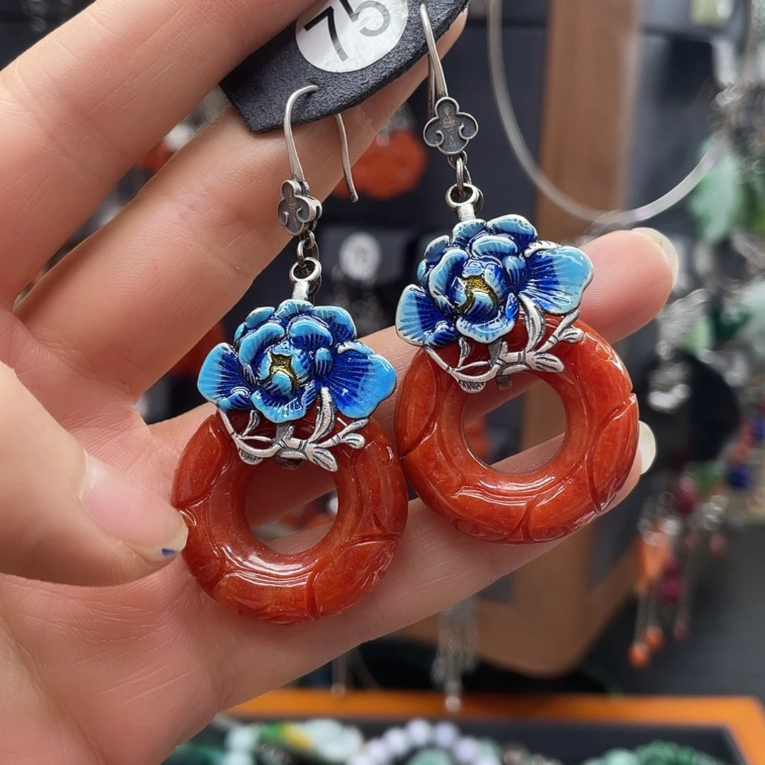 翡翠耳饰银S925镶嵌亿*249ghjhhhh