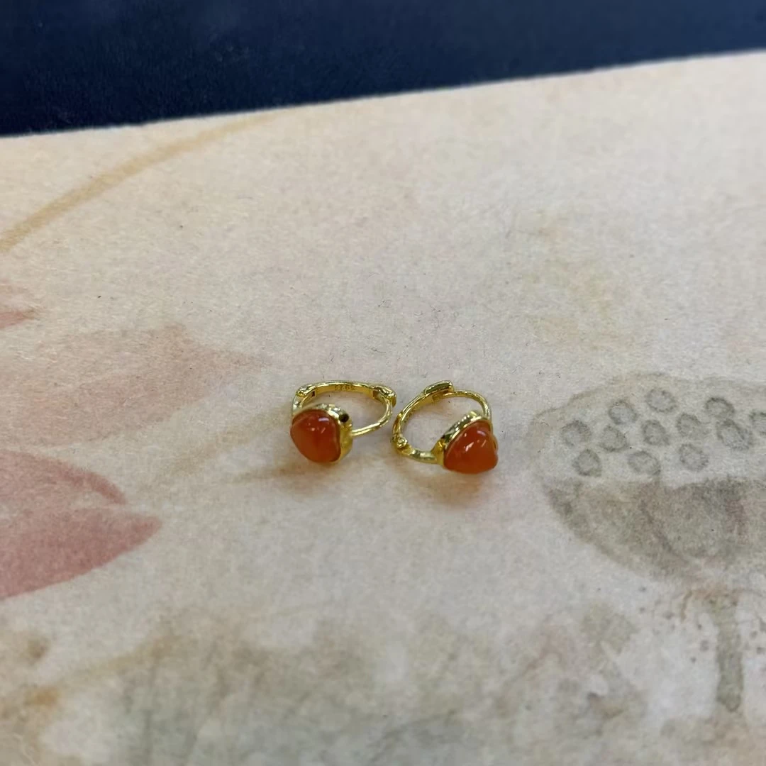 宋雅天然南红玛瑙时尚百搭款耳饰（多样性发其一）