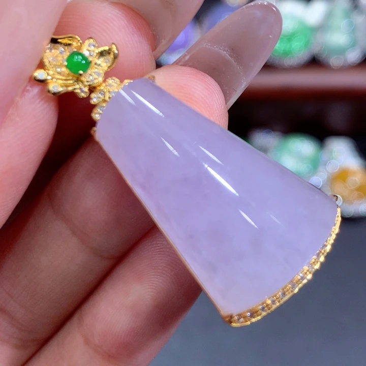 翡翠18K金镶嵌吊坠(不含链)