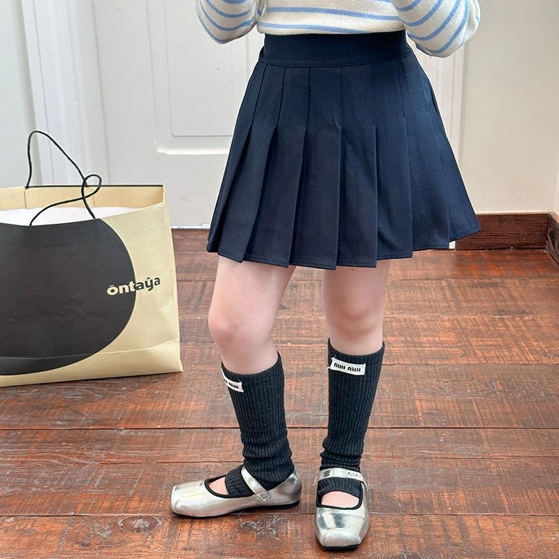 儿童学院风百褶裙女童秋季休闲韩版裙子洋气垂感半身短裙显瘦百搭