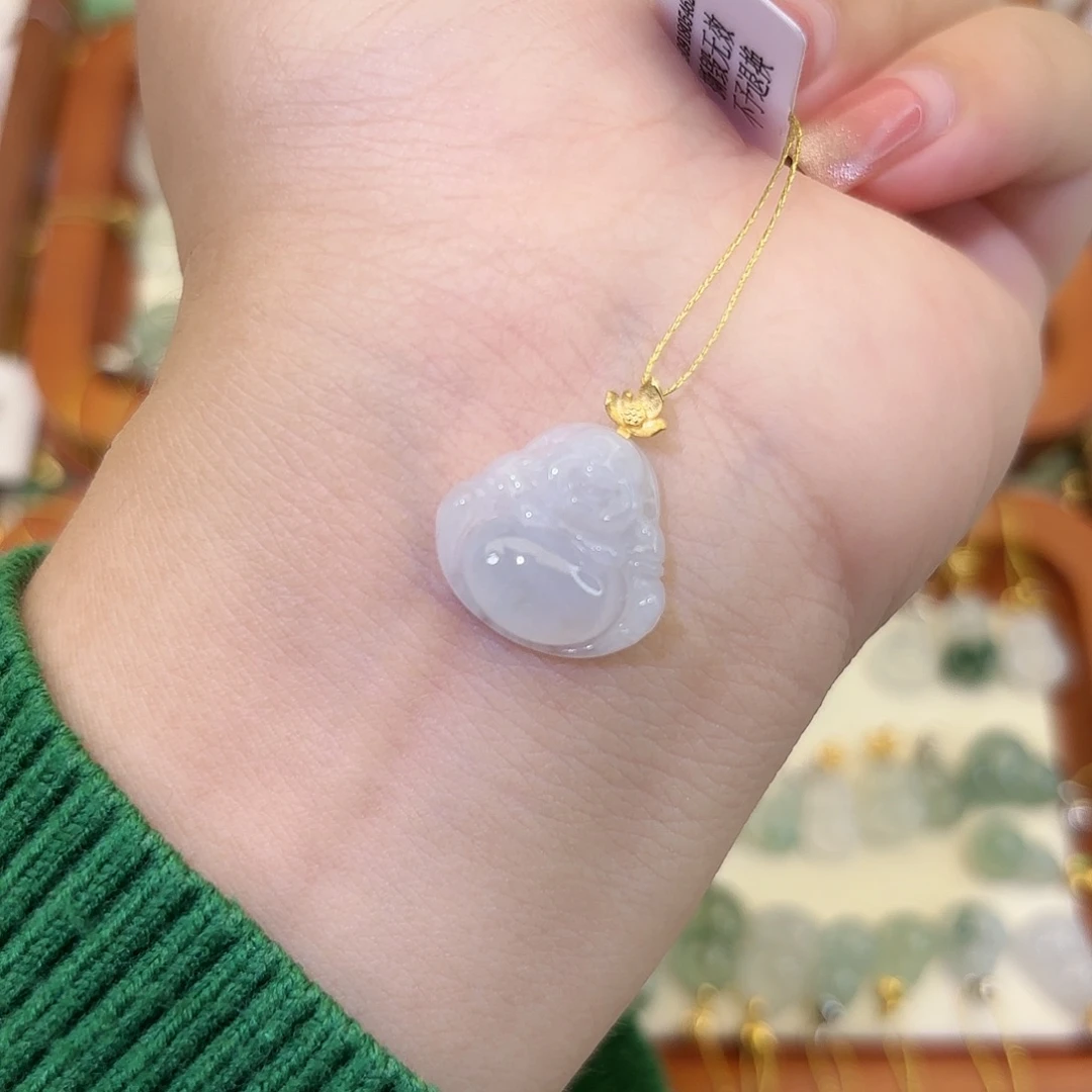 翡翠18K金镶嵌颈饰佛公