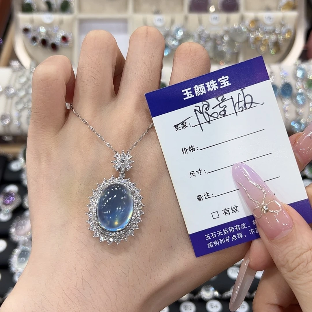 我***！海蓝宝石颈饰银S925镶嵌