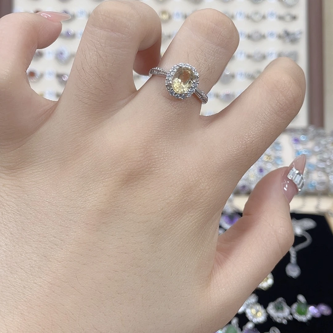 戒指银S925镶嵌黄晶