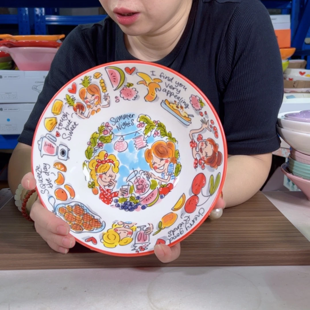 陶瓷21红色波点盘子