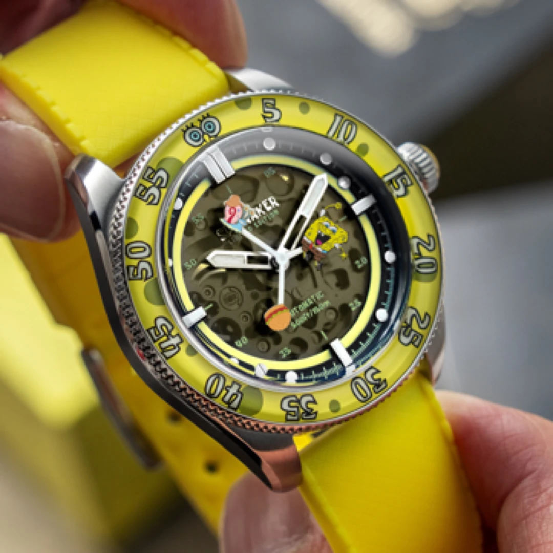 躲猫猫|SPINNAKER三角帆海绵宝宝第5代自动机械表限量版夜光5152